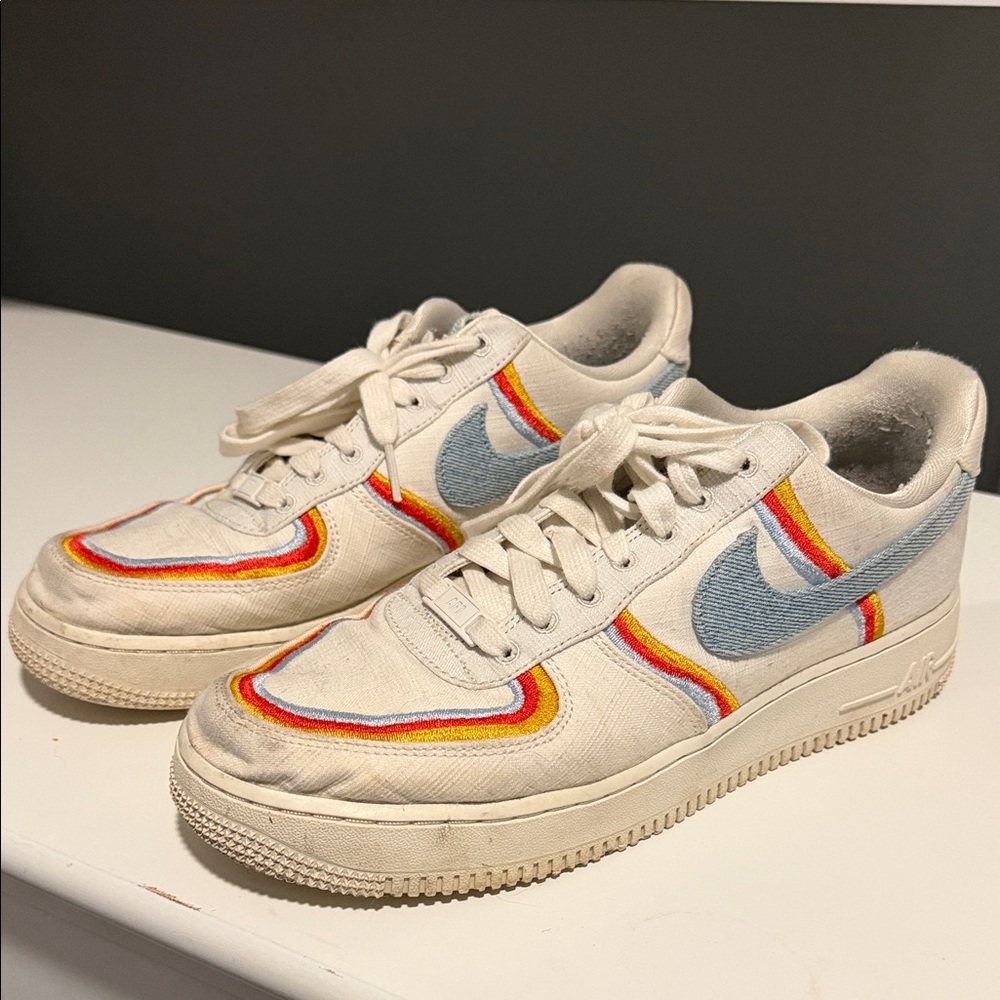 Nike White Sneakers with Blue and Multicolor Accents